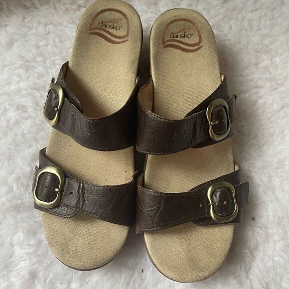 Dansko brown leather strap sandals with adjustable buckle straps size Euro 39 - Picture 1 of 9